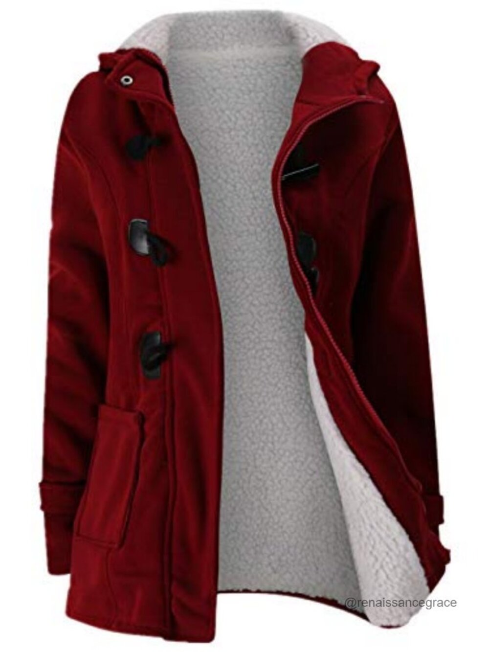 Fleece Thicken Coat Hooded Winter Warm Jacket Horn Button